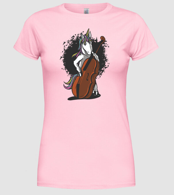 Unicorn cu violoncel model roz deschis pe tricou