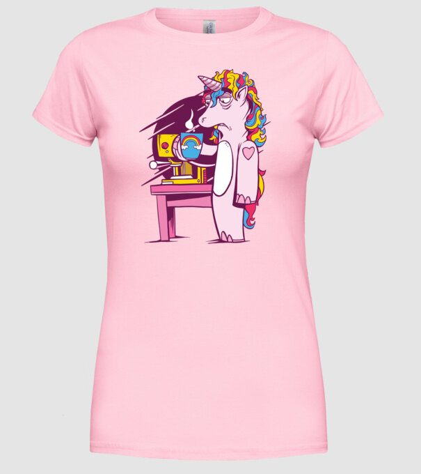 Unicorn Cafea model roz deschis pe tricou