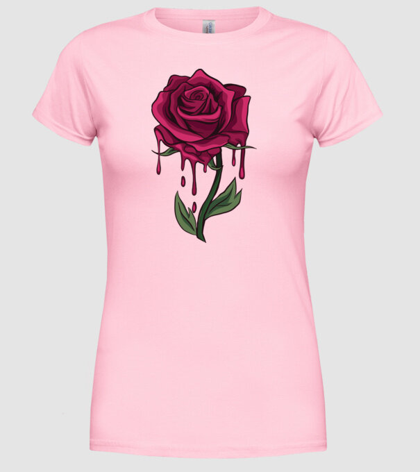 Trandafir sângerând model roz deschis pe tricou