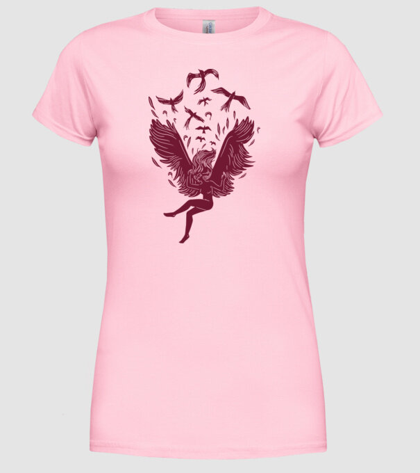 Îngerul care cade model roz deschis pe tricou