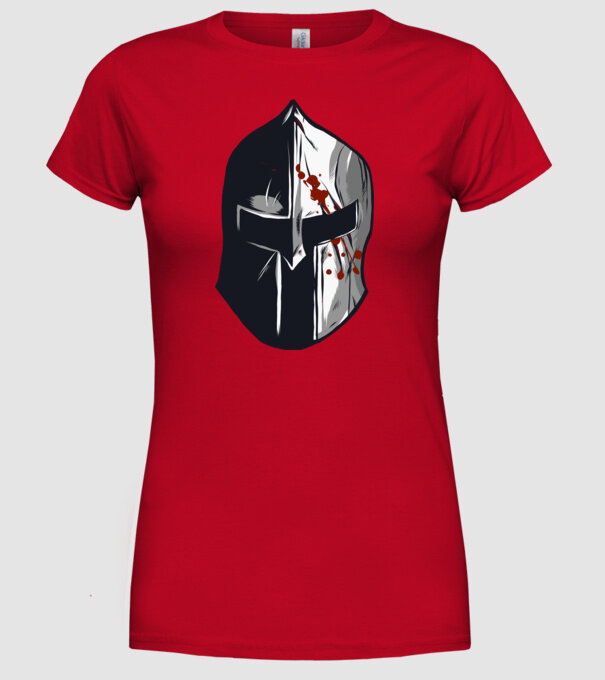 Cască războinic Sparta model roșu pe tricou