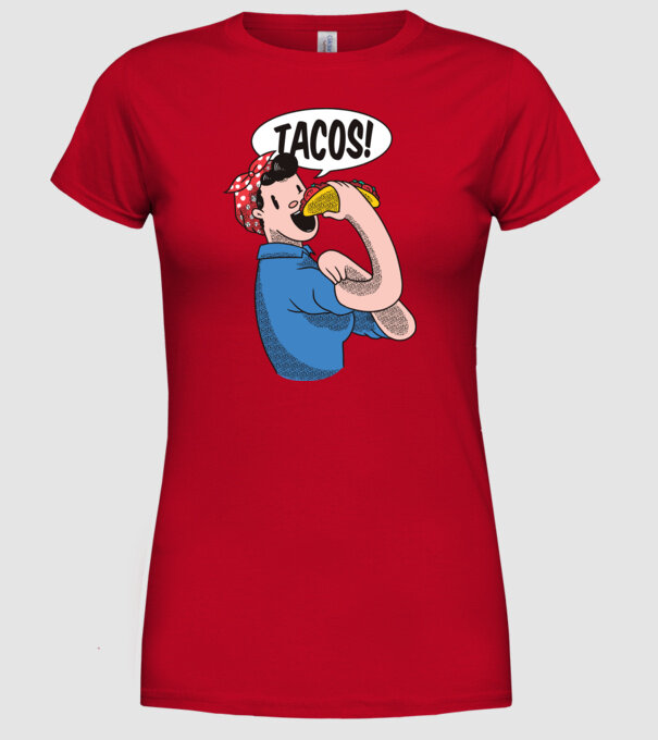Tacos feminism model roșu pe tricou