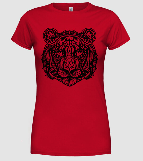 Tigru Mandala model roșu pe tricou