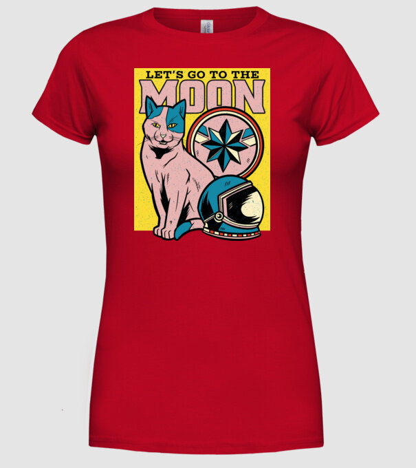 To the moon Pisică model roșu pe tricou