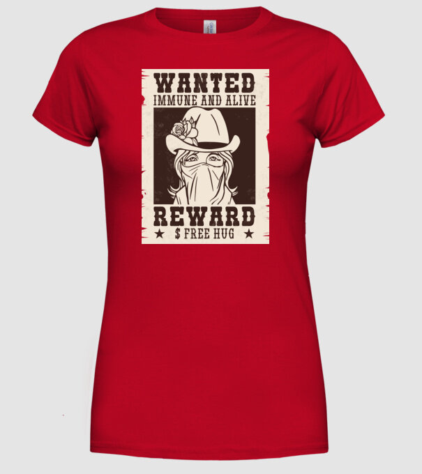 Afiș Wanted - Îmbrățișări gratuite model roșu pe tricou