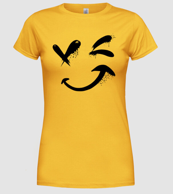 Emoji fericit Râs model galben pe tricou