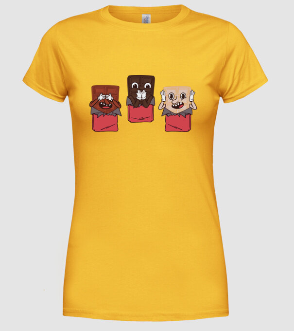 Trio de ciocolată model galben pe tricou