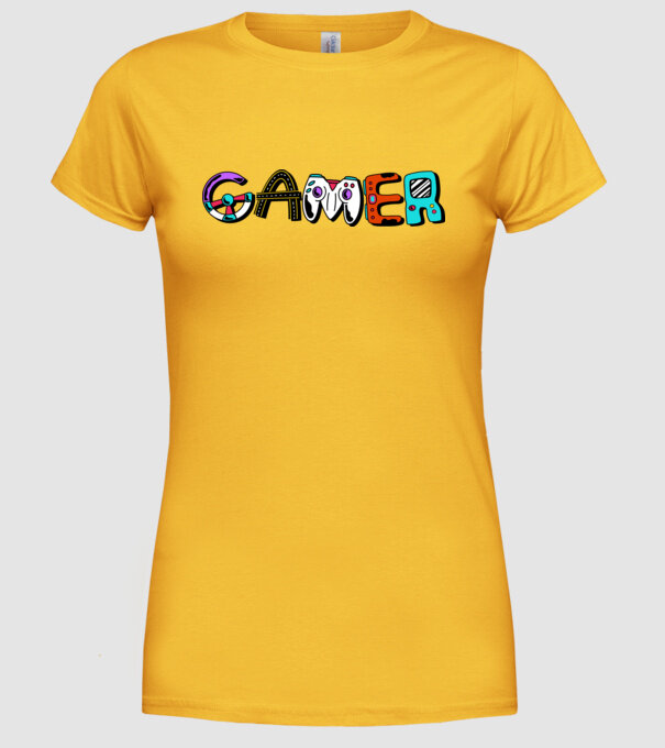 Inscripție Gamer model galben pe tricou