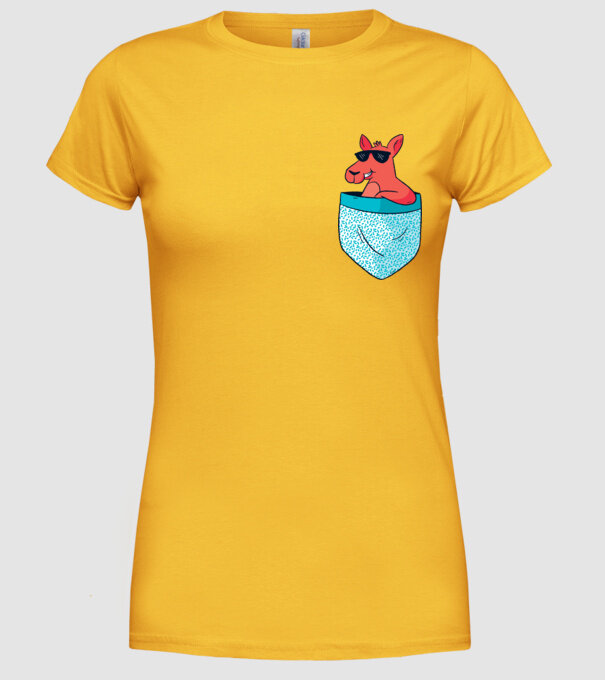 buzunar Cangur model galben pe tricou