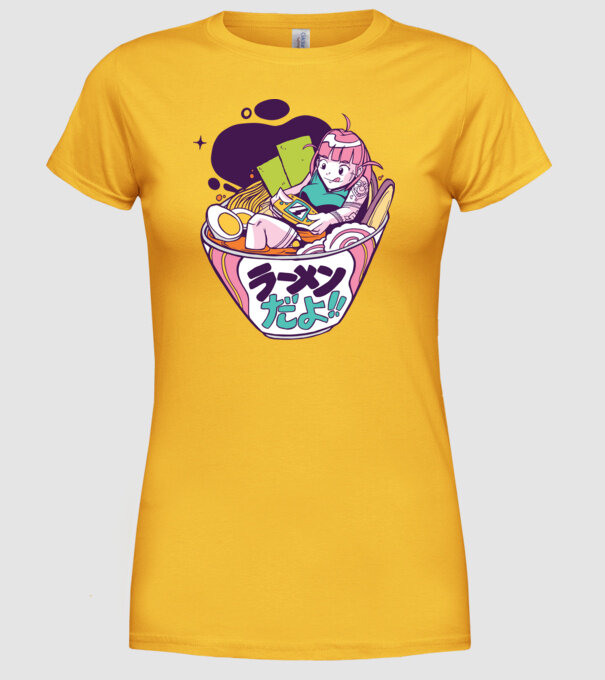 Ramen Anime Gamer fată model galben pe tricou
