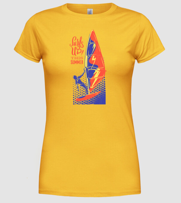 Surfs up this summer model galben pe tricou