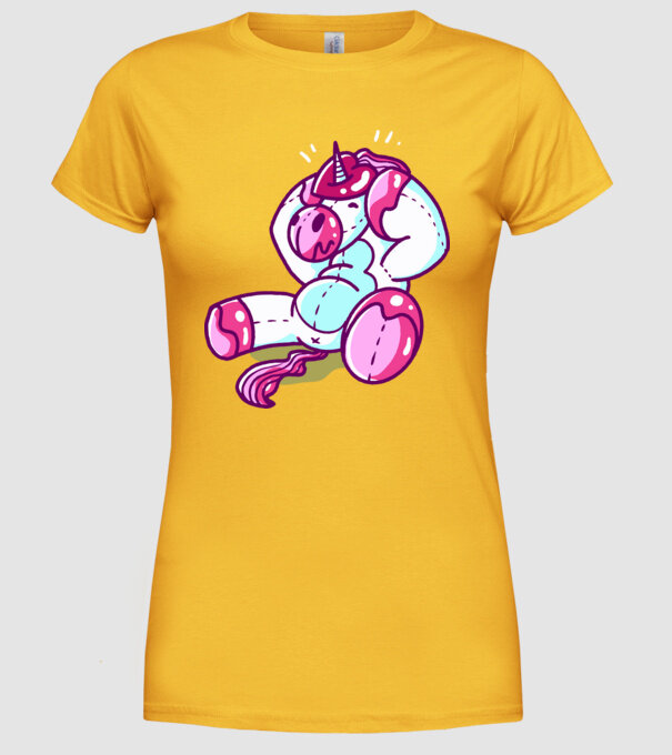 Unicorn cu inimă încornorată model galben pe tricou