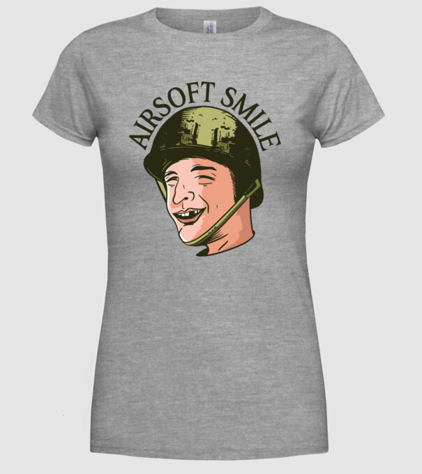 Zâmbet Airsoft model gri pe tricou