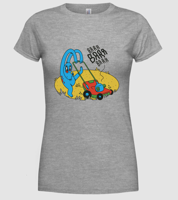 Alien cu Mașină de tuns iarba model gri pe tricou