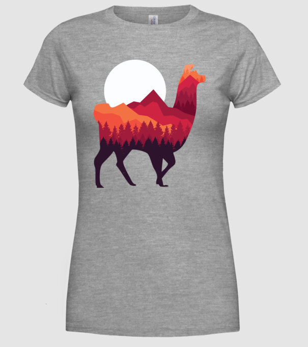 Pădure Alpaca model gri pe tricou