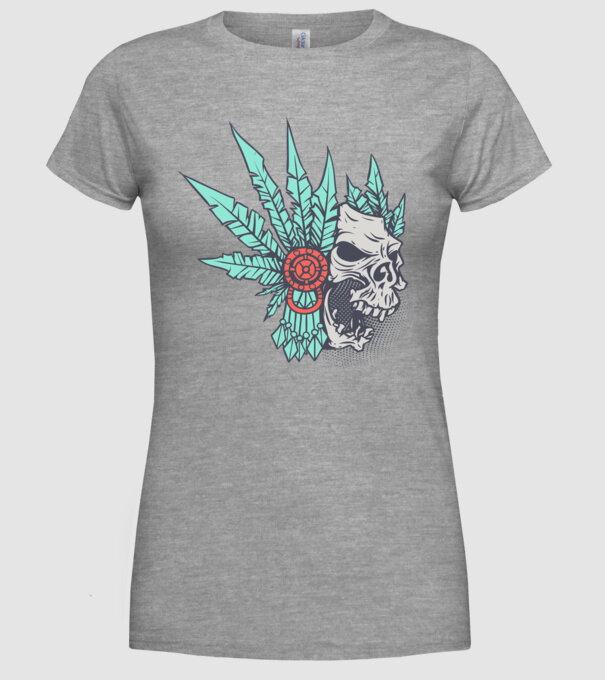 Ancient Skull model gri pe tricou