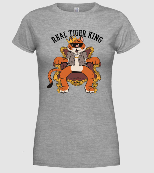Adevăratul Rege Tigru model gri pe tricou