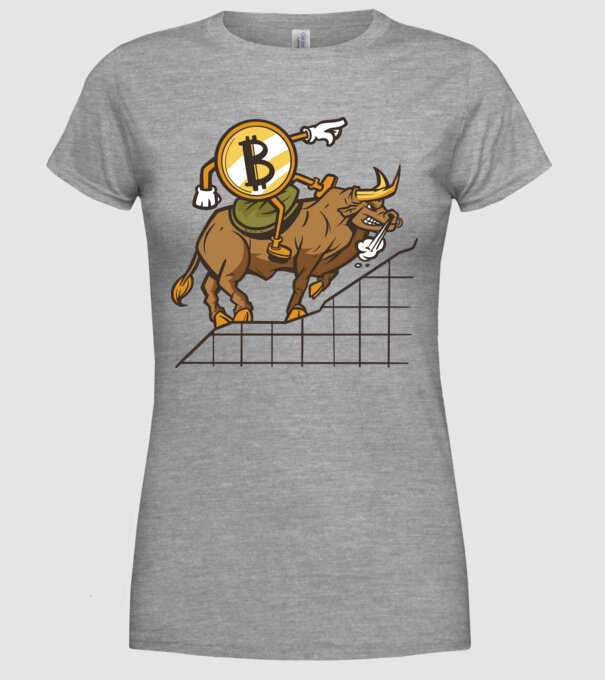 Taur Bitcoin model gri pe tricou