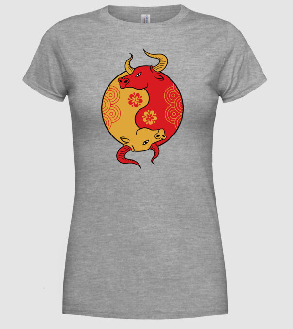 Bivol Yin Yang model gri pe tricou