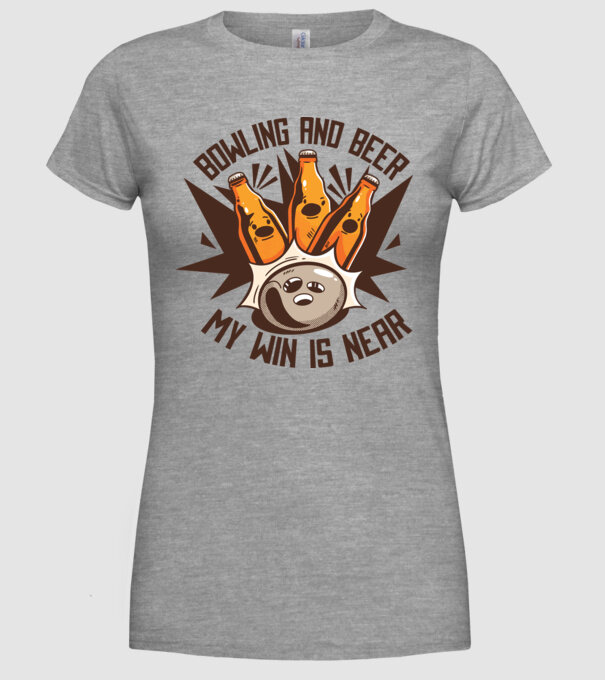 Bowling și bere model gri pe tricou