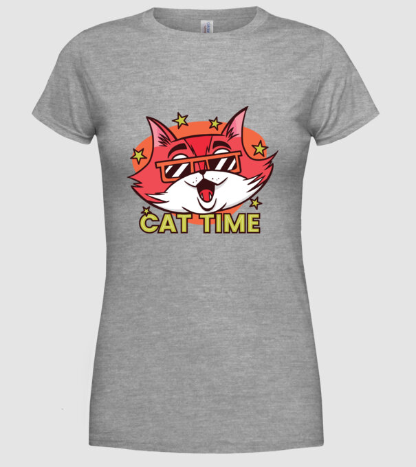 Cat Time Momentul pisicii model gri pe tricou