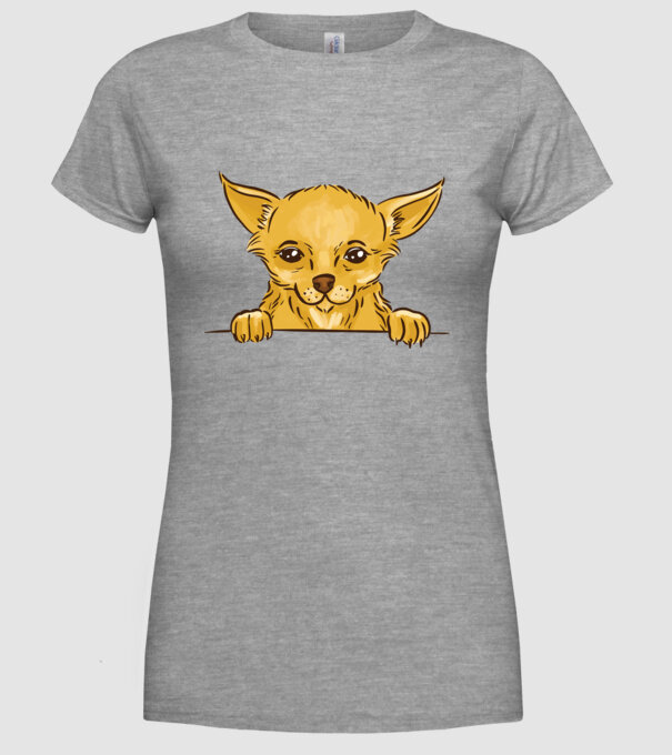 Cap de Chihuahua model gri pe tricou