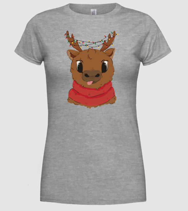 Ren drăguț de Crăciun model gri pe tricou