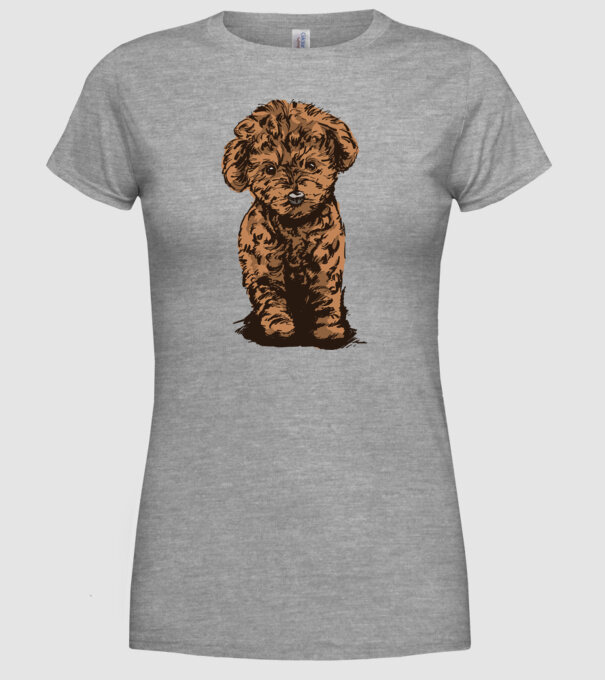 Pudel Drăguț model gri pe tricou