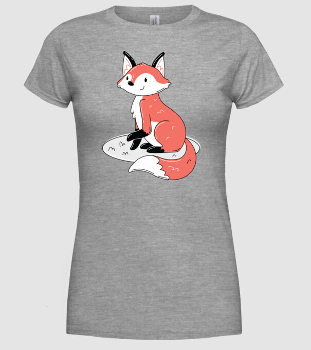 Vulpe drăguță model gri pe tricou