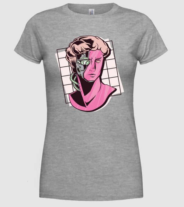 Statuie Cyborg model gri pe tricou