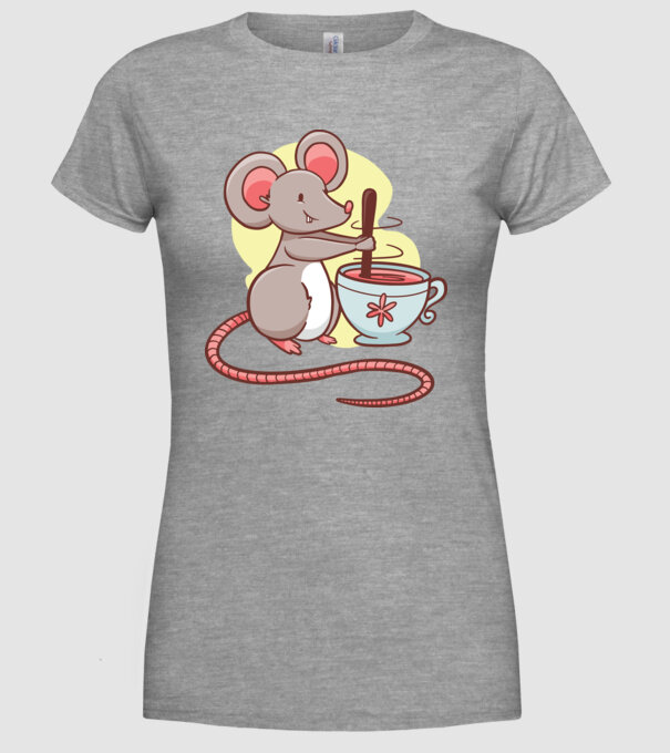 Șoarece cu ceai model gri pe tricou