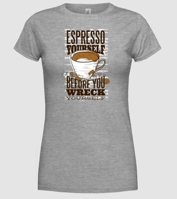 Espresso Yourself cu Cafea model gri pe tricou