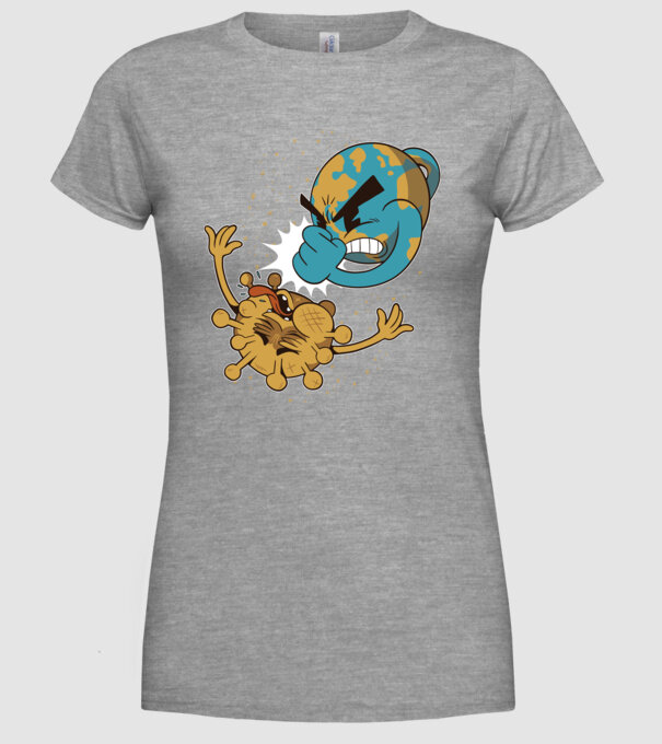 Pământ vs Coronavirus model gri pe tricou