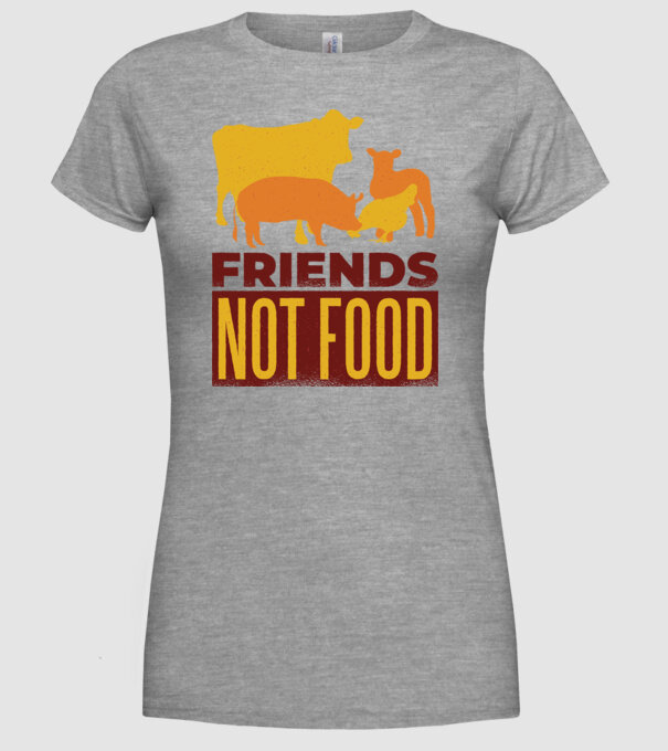 Friends not Food Vegán model gri pe tricou