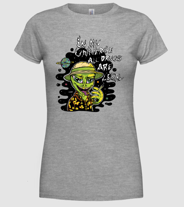Alien drogat model gri pe tricou