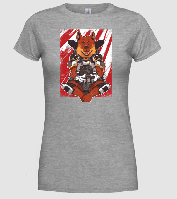 Gamer Ciobănesc german Apex model gri pe tricou