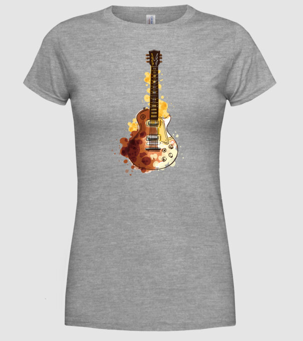 Chitara Pictură model gri pe tricou