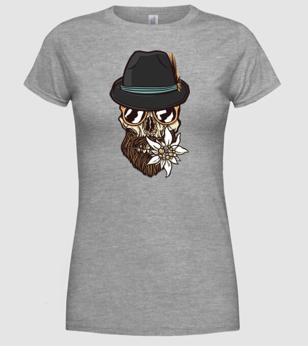 Craniu Hipster model gri pe tricou