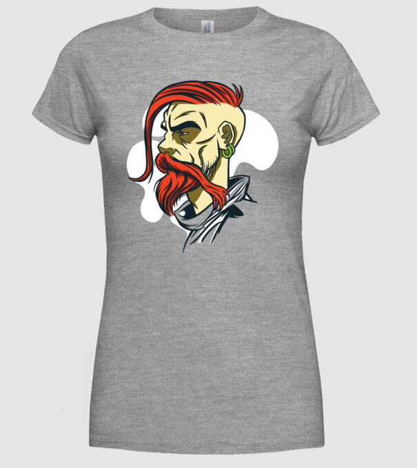 Barbă Hipster model gri pe tricou