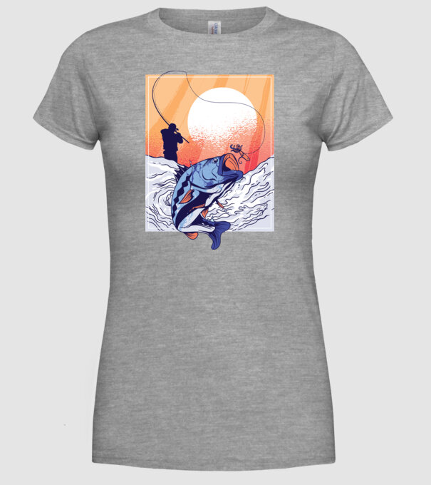 Tricou Pescar Retro model gri pe tricou