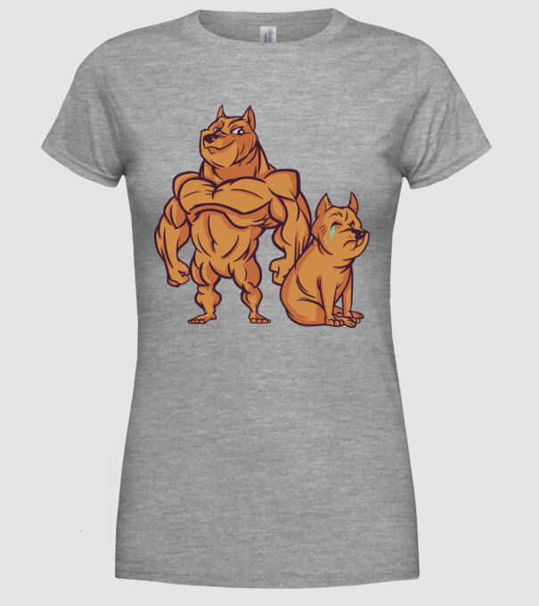 Câine musculos model gri pe tricou