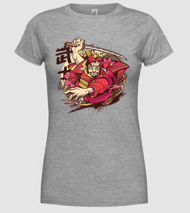 Războinic japonez model gri pe tricou