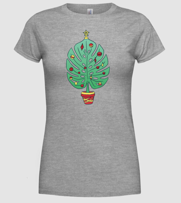 Palmier de Crăciun model gri pe tricou