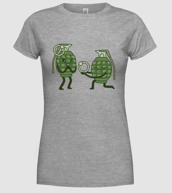 Grenadă de mână Cerere în căsătorie Dragoste model gri pe tricou