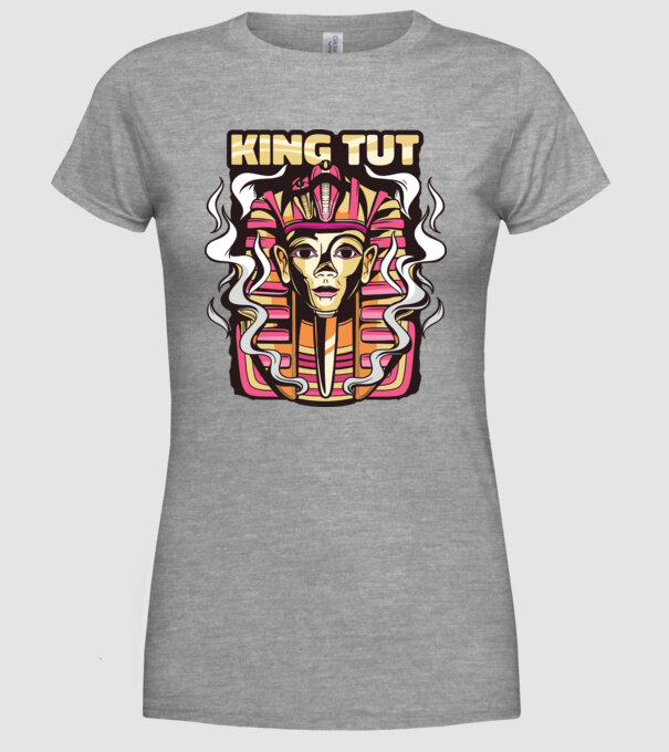 King Tut - Faraonul Tutankhamon model gri pe tricou