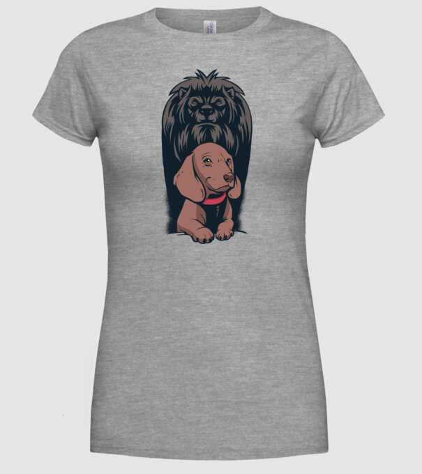 Cățeluș Leu cu umbră model gri pe tricou