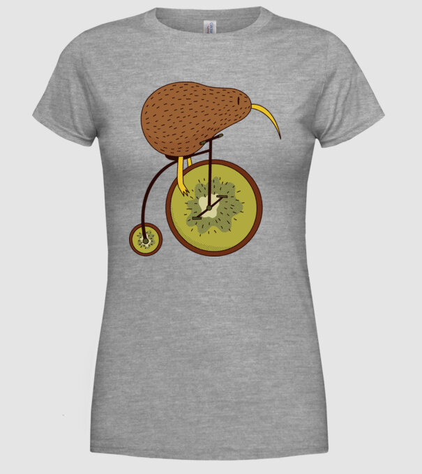 Bicicletă Kiwi model gri pe tricou