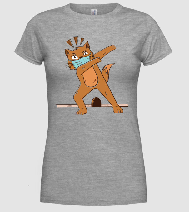 Mască Pisică Coronavirus model gri pe tricou