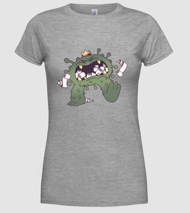 Monstru de hârtie igienică Coronavirus model gri pe tricou
