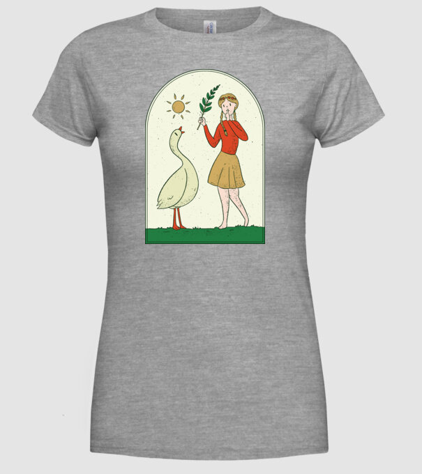 Poveste cu fata și gâsca model gri pe tricou